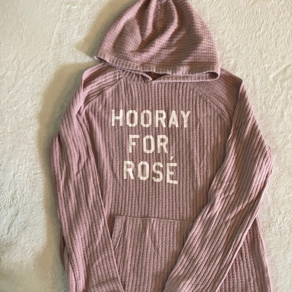 Waffle knit hooded sweatshirt
